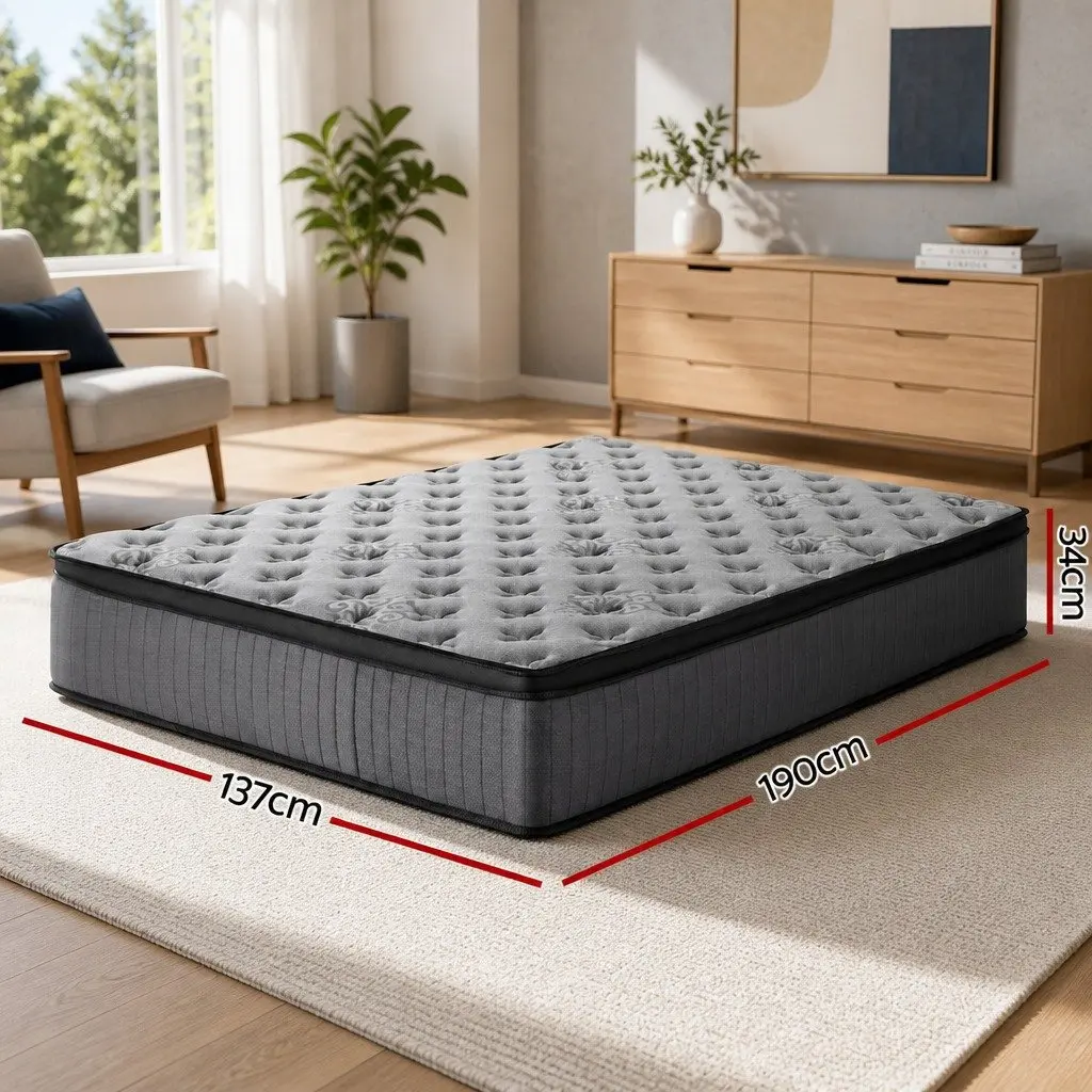 Euro Top Double Mattress 34cm Medium-Firm Grey