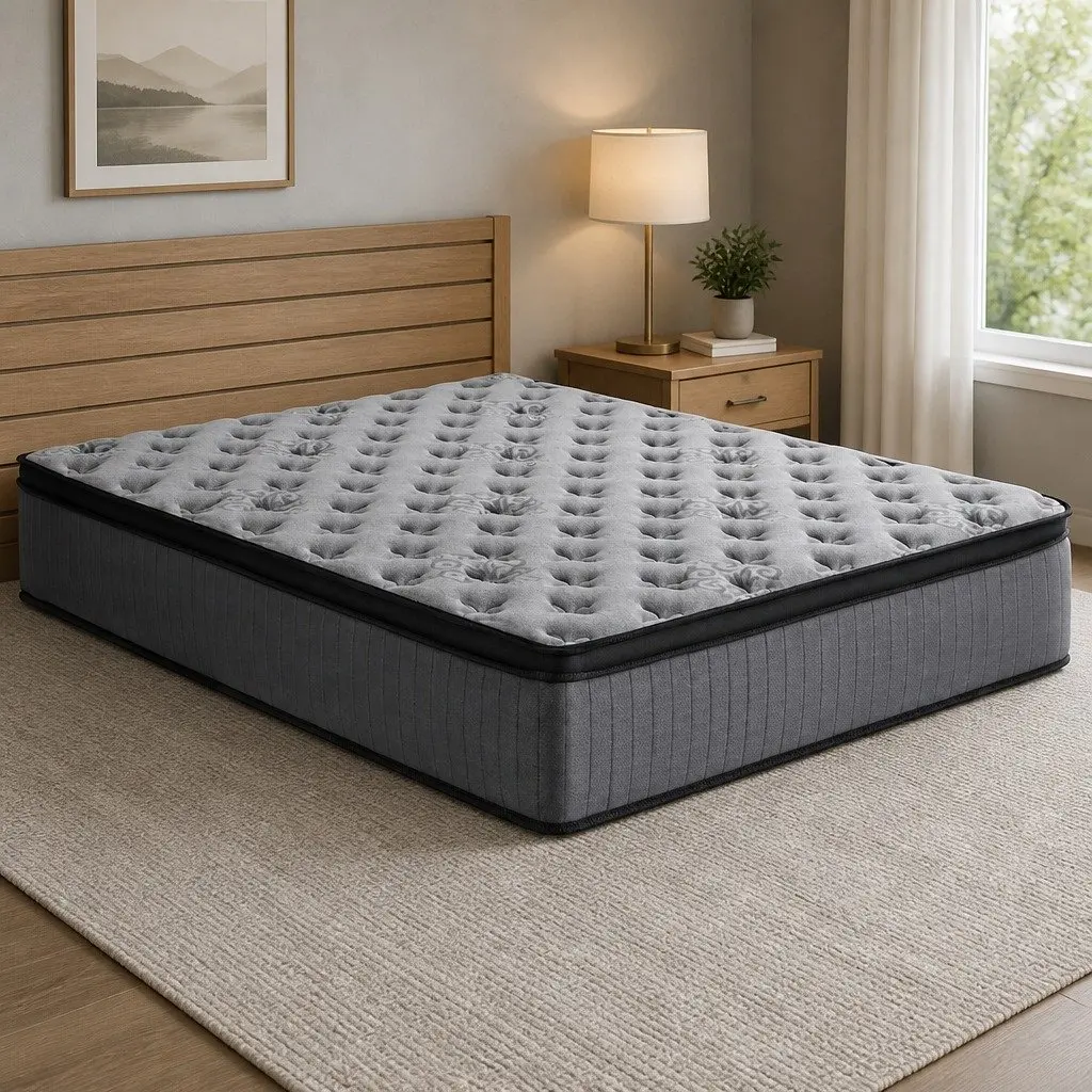 Euro Top Double Mattress 34cm Medium-Firm Grey