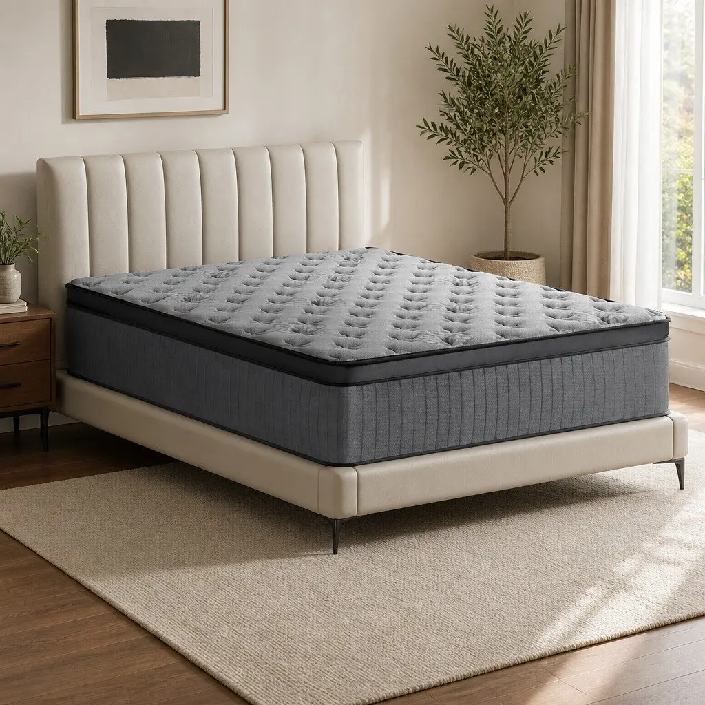 Euro Top Double Mattress 34cm Medium-Firm Grey