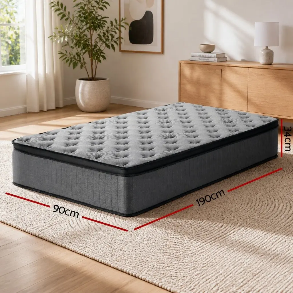 34cm Euro Top Single Mattress with Pocket Spring and Memory Foam