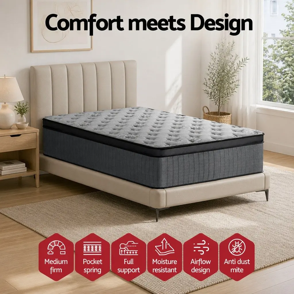 34cm Euro Top Single Mattress with Pocket Spring and Memory Foam