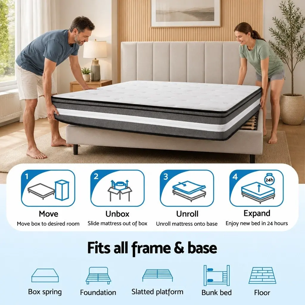 30cm King Single Mattress with Gel Memory Foam Euro Top