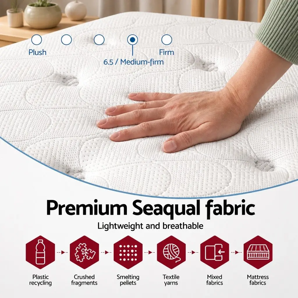 Double Mattress Euro Top 30cm Gel Memory Foam Pocket Spring Medium Firm Grey