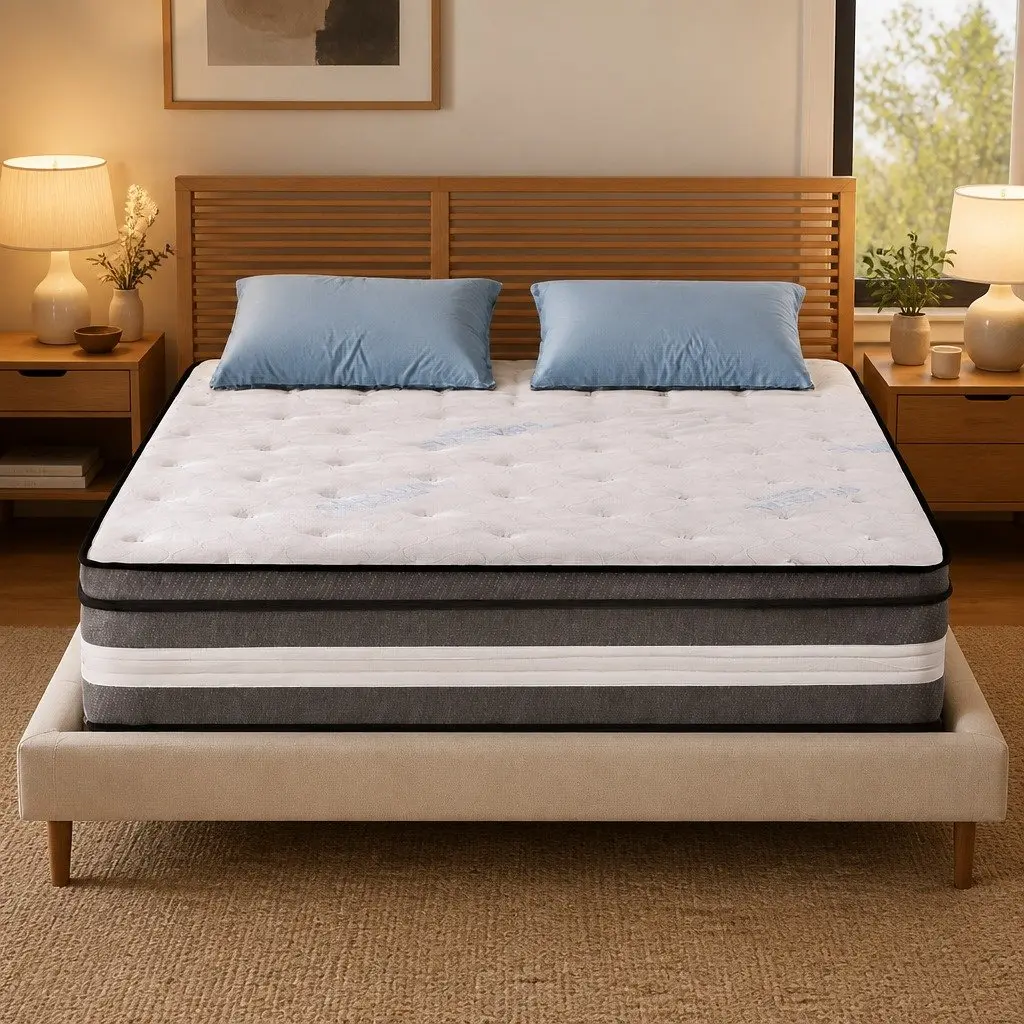 King Single Mattress 30cm Gel Memory Foam Euro Top Grey