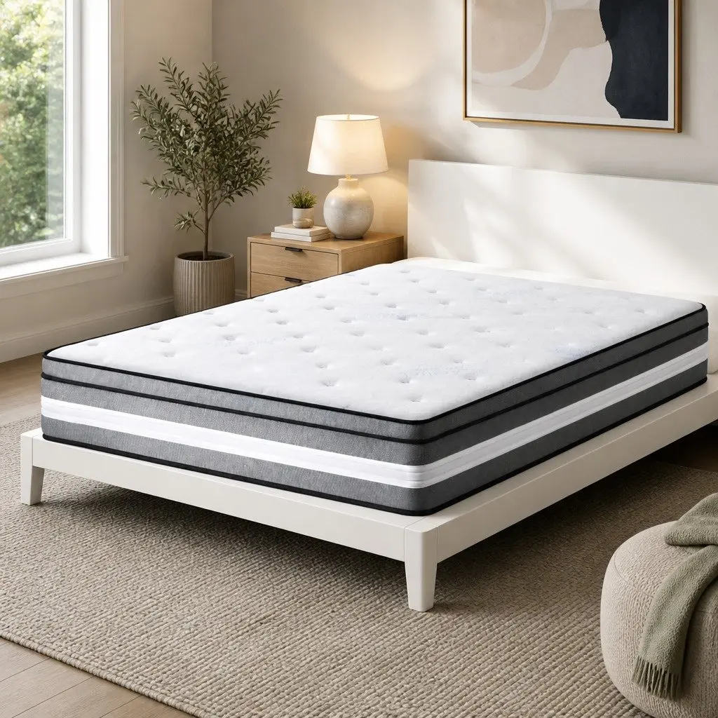 King Single Mattress 30cm Gel Memory Foam Euro Top Grey