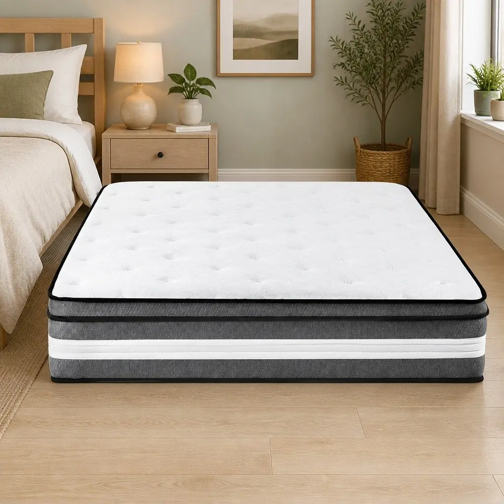 King Single Mattress 30cm Gel Memory Foam Euro Top Grey