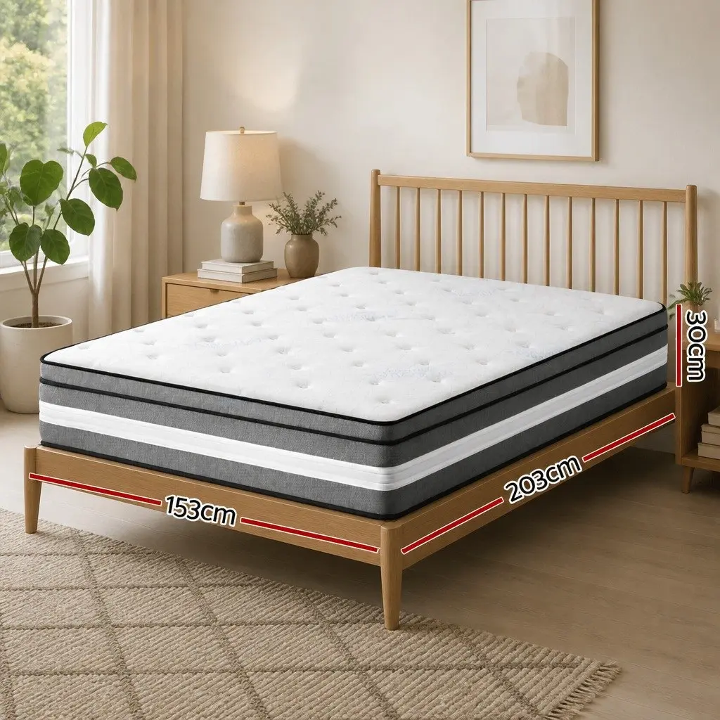 30cm Euro Top Queen Mattress with Gel Foam and Pocket Springs