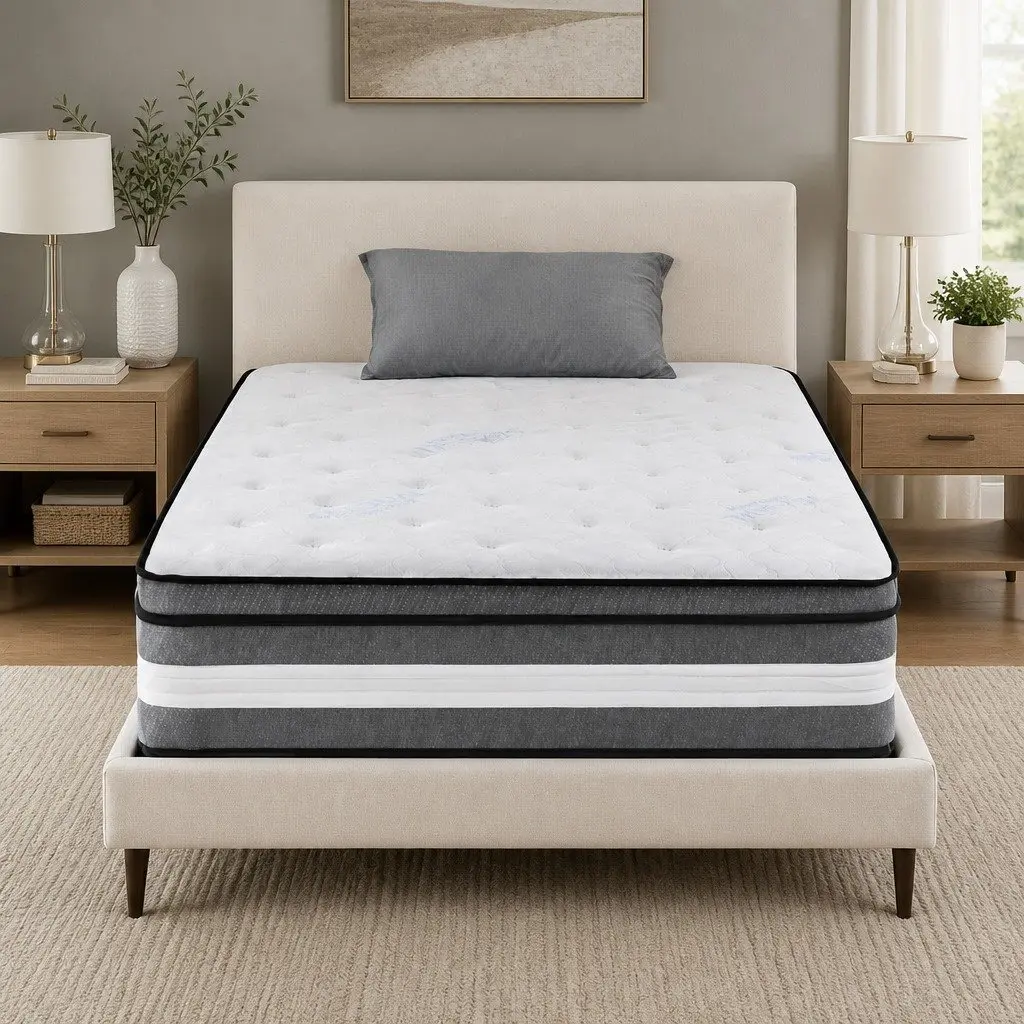 Single Mattress Euro Top 30cm Gel Memory Foam Pocket Spring Medium Firm Support