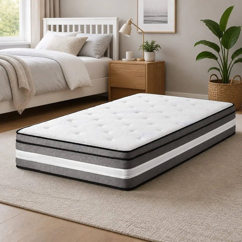 Single Mattress Euro Top 30cm Gel Memory Foam Pocket Spring Medium Firm Support