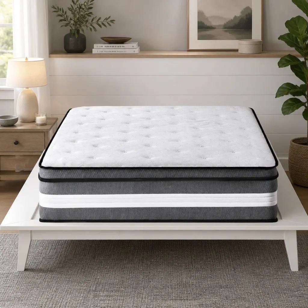 Single Mattress Euro Top 30cm Gel Memory Foam Pocket Spring Medium Firm Support