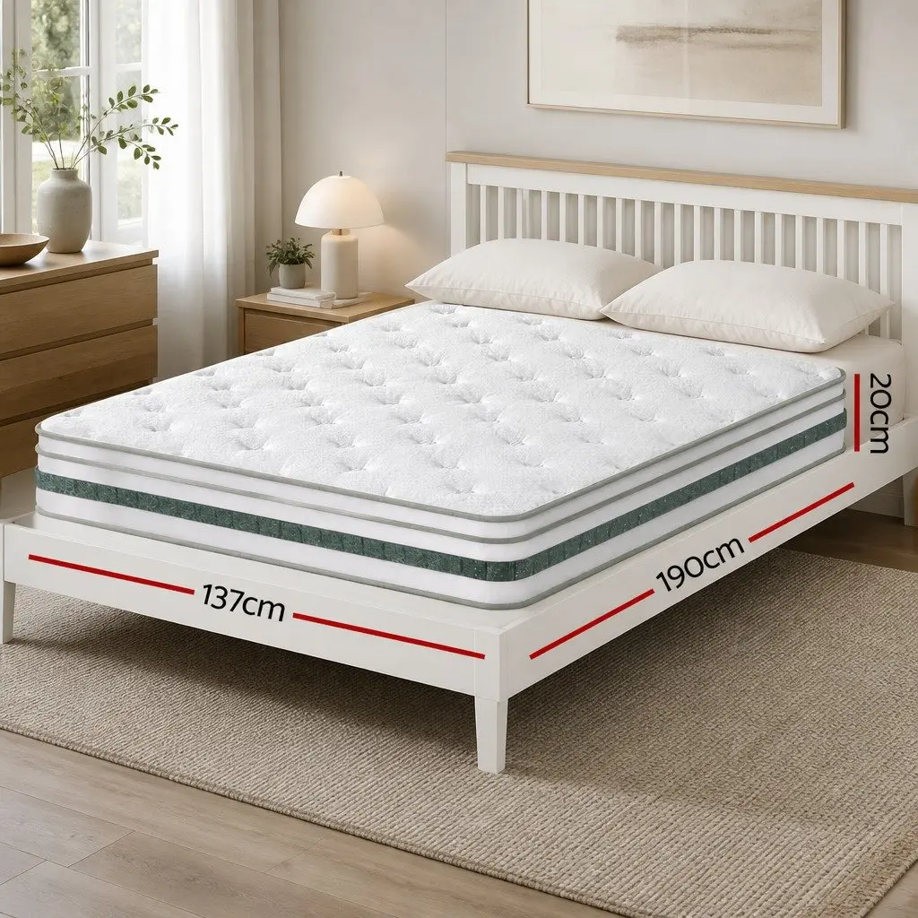 Double Mattress 20cm Foam Pocket Spring Euro Top Medium Firm Support Queen Bed