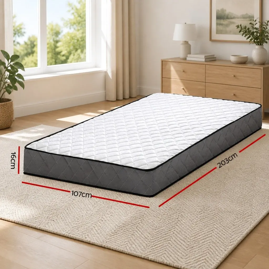 King Single Bonnell Spring Mattress 16cm Medium Firm White