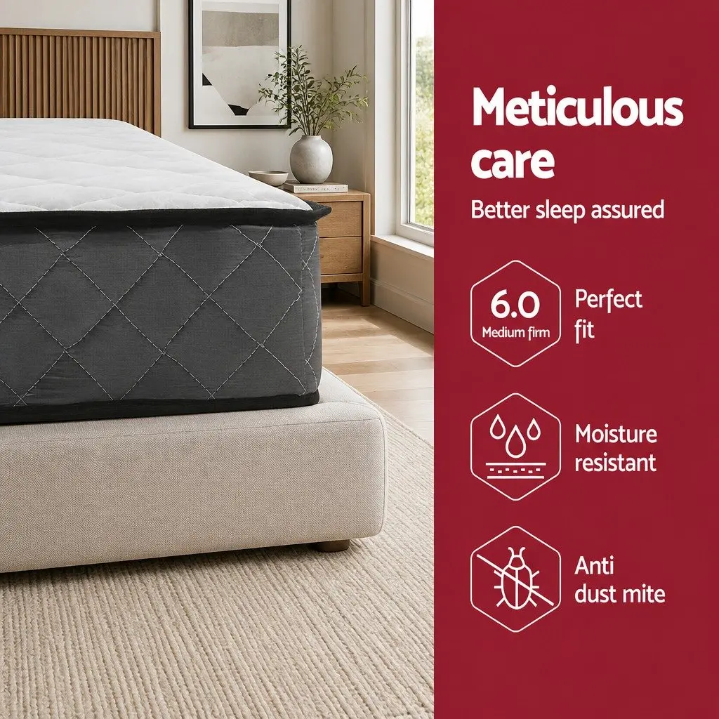 King Single Bonnell Spring Mattress 16cm Medium Firm White