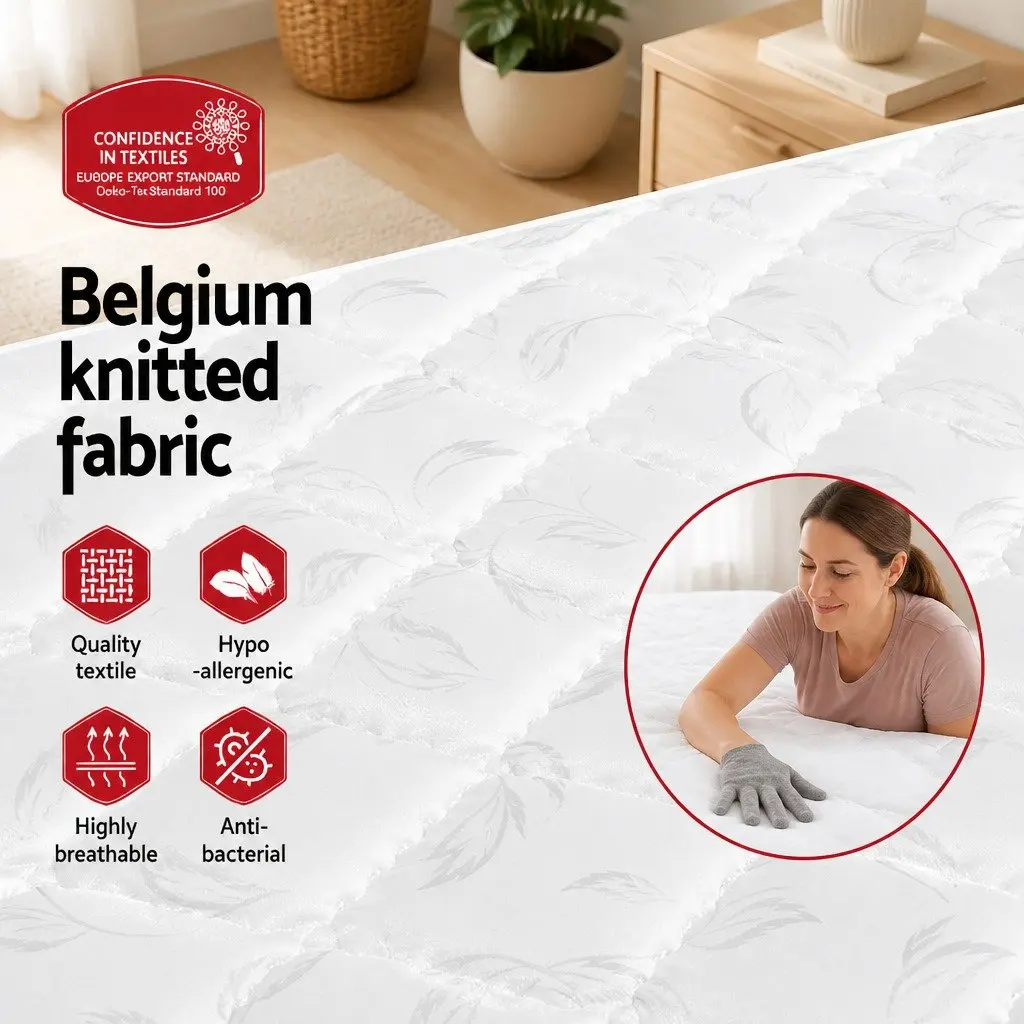 King Single Bonnell Spring Mattress 16cm Medium Firm White