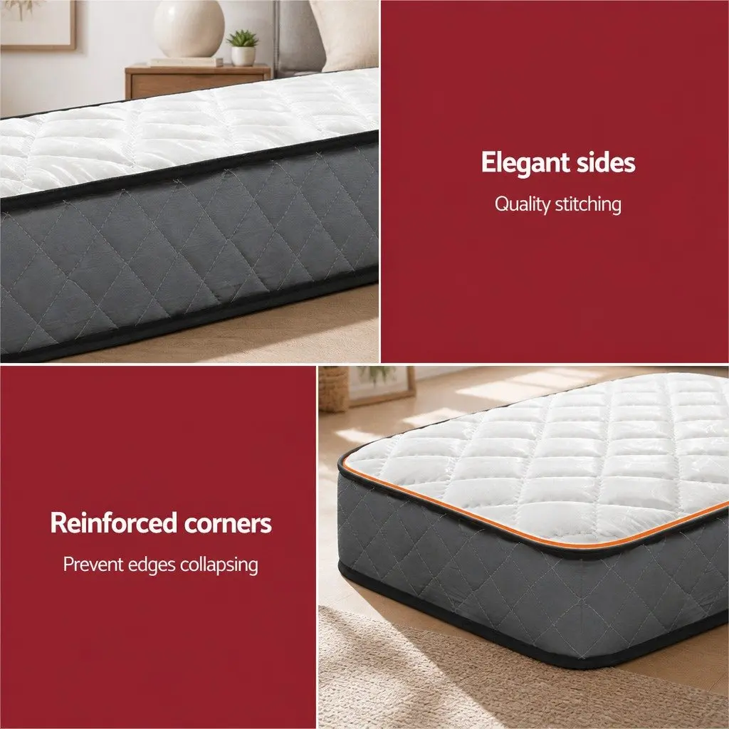 King Single Bonnell Spring Mattress 16cm Medium Firm White