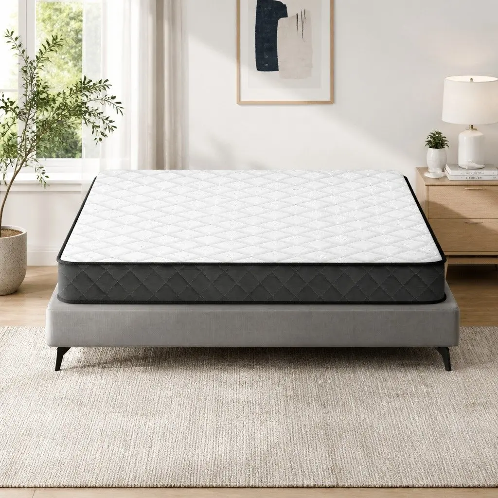 Queen Mattress 16cm Bonnell Spring Tight Top Medium-Firm White Bed