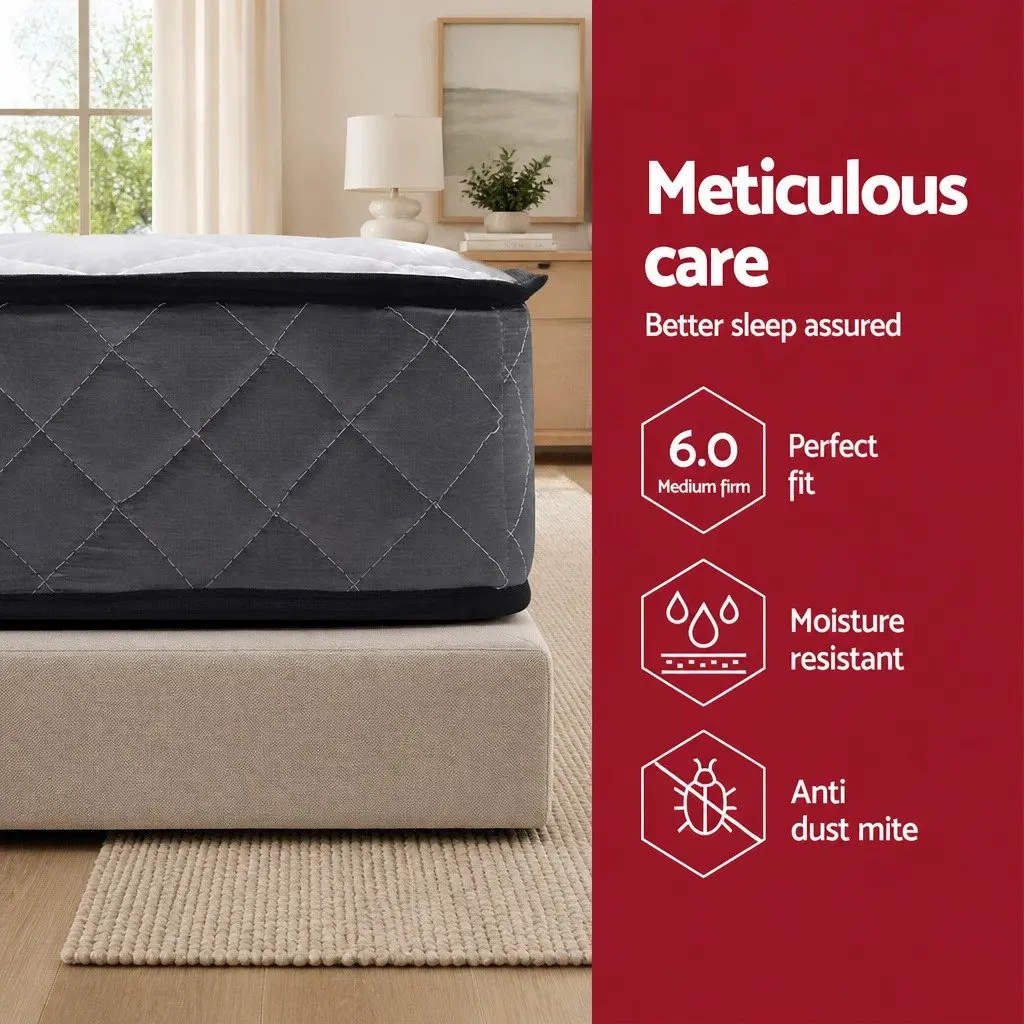 Queen Mattress 16cm Bonnell Spring Tight Top Medium-Firm White Bed