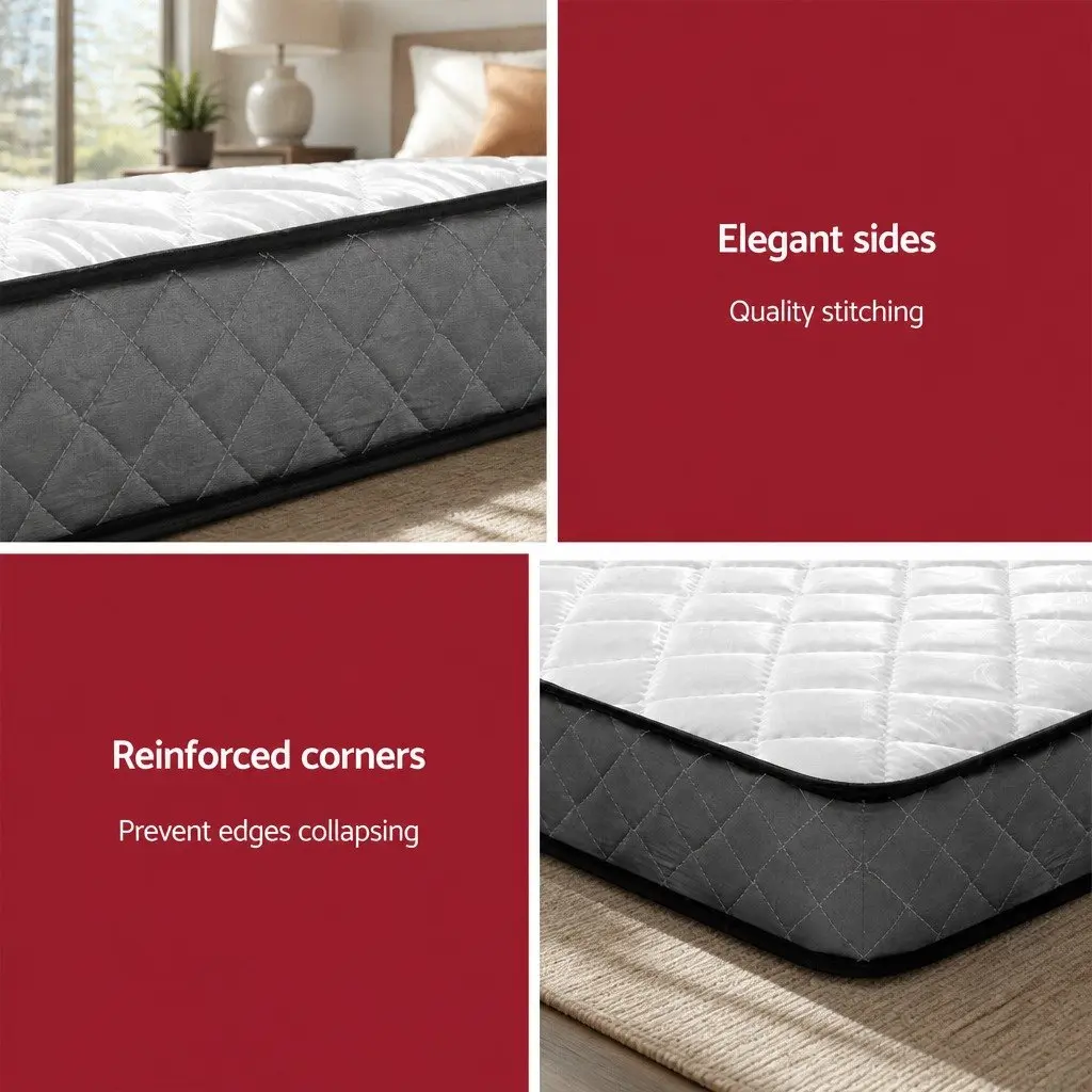 Queen Mattress 16cm Bonnell Spring Tight Top Medium-Firm White Bed