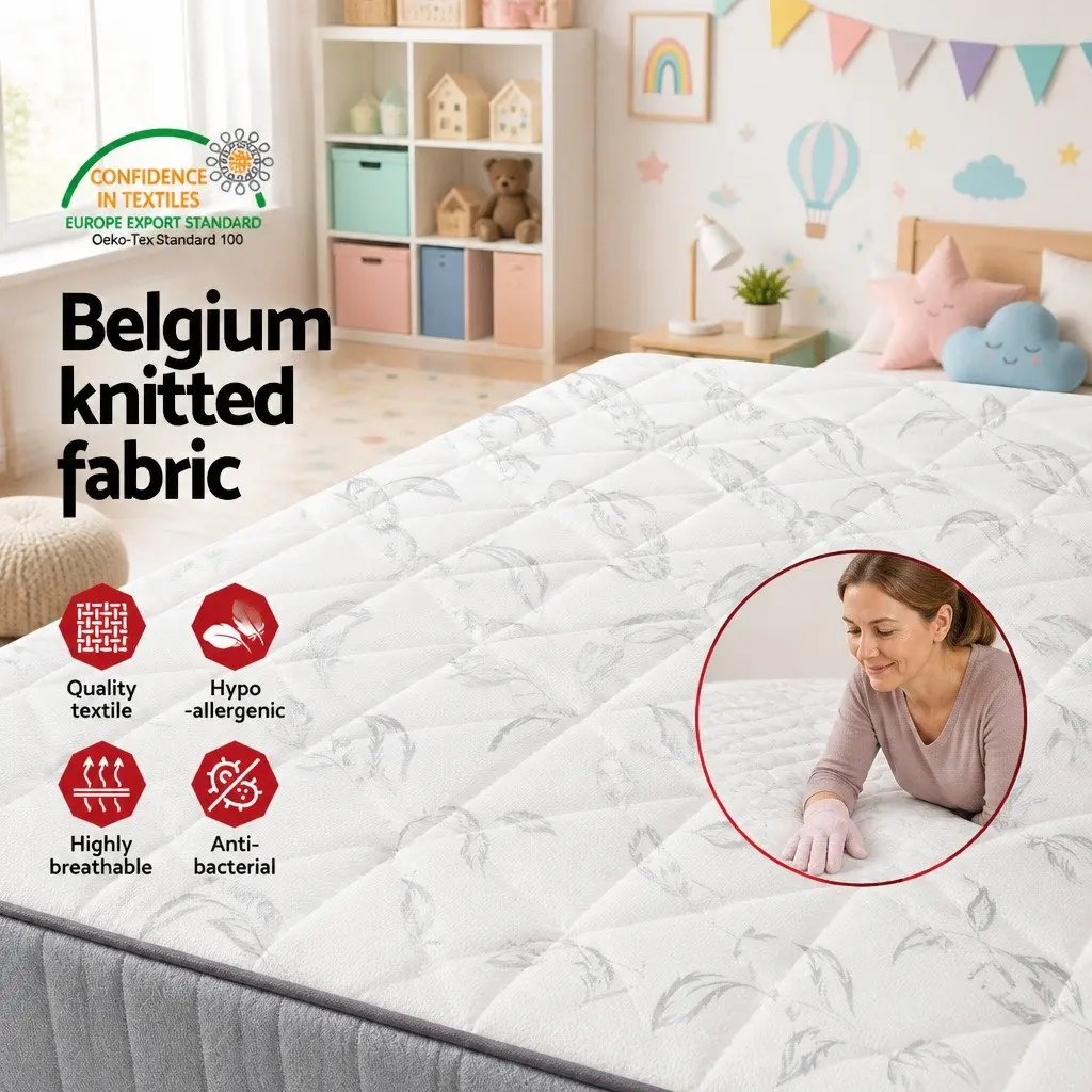 Single Mattress Bonnell Spring 16cm Medium Firm Support Breathable White Polyester