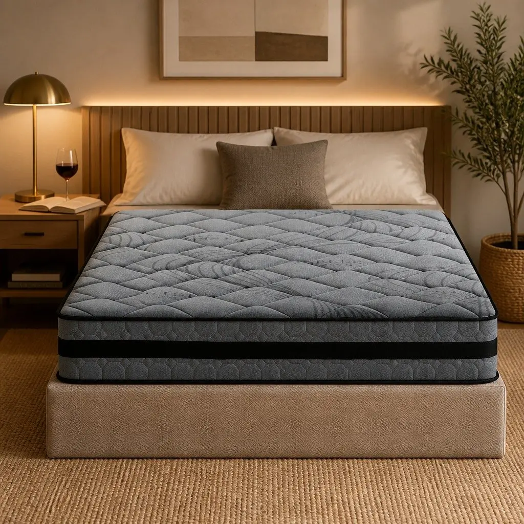 King Size Pocket Spring Mattress 22cm Medium Firm Mattress Grey Bedroom Sleeping
