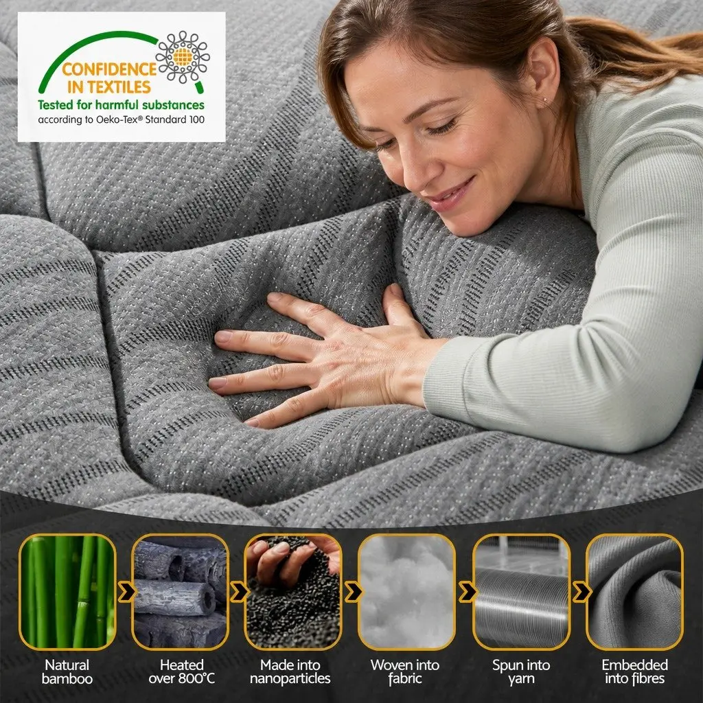 King Size Pocket Spring Mattress 22cm Medium Firm Mattress Grey Bedroom Sleeping
