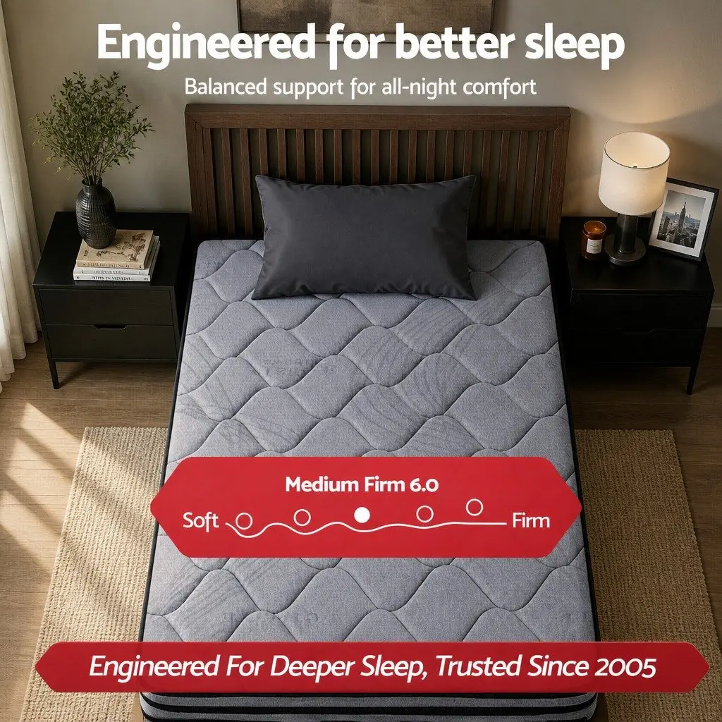 King Single Mattress 34cm Euro Top with Pocket Springs