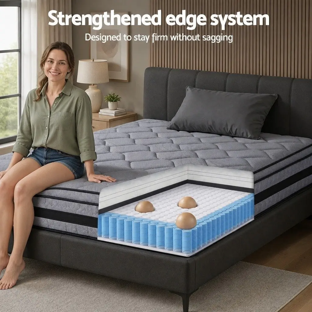King Single Mattress 34cm Euro Top with Pocket Springs