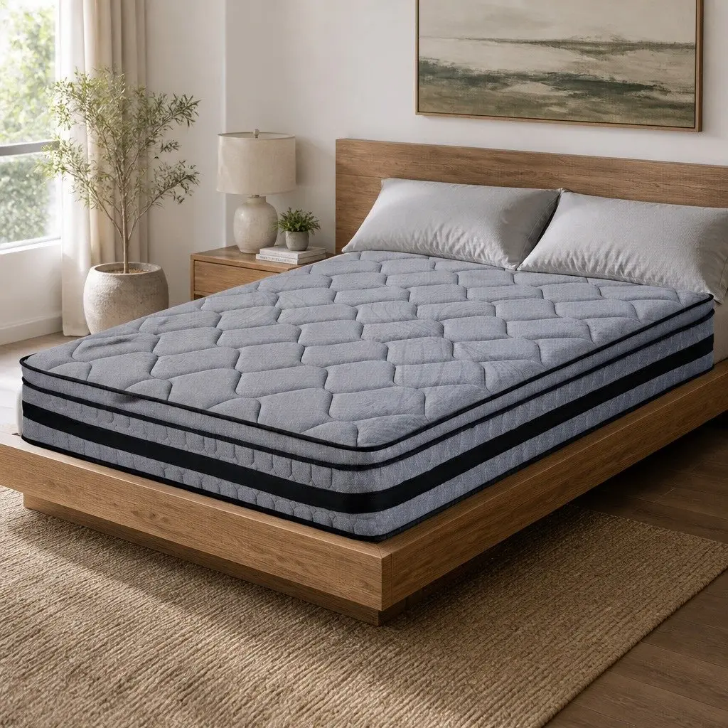 King Size Hybrid Mattress Euro Top 34cm Pocket Spring Medium Firm Support Bamboo Fabric