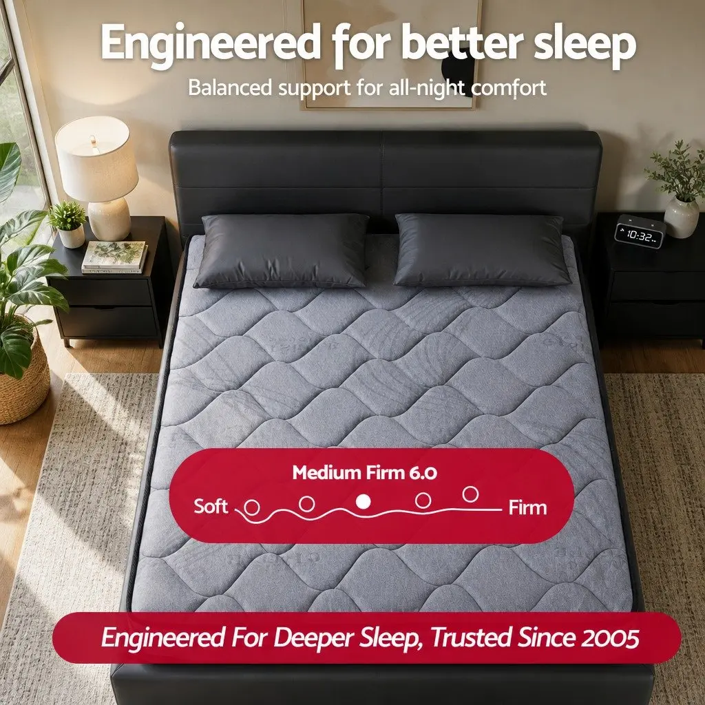 King Size Hybrid Mattress Euro Top 34cm Pocket Spring Medium Firm Support Bamboo Fabric