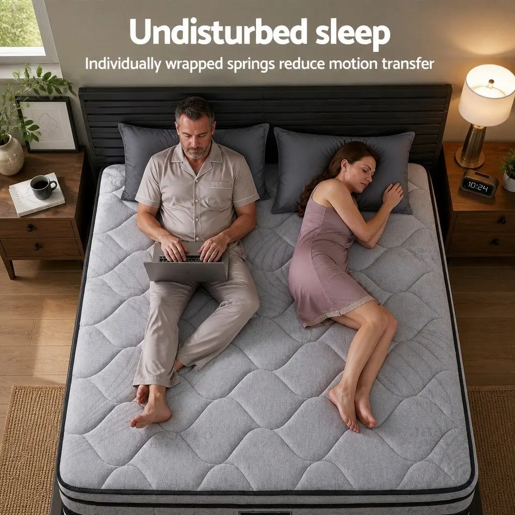 King Size Hybrid Mattress Euro Top 34cm Pocket Spring Medium Firm Support Bamboo Fabric