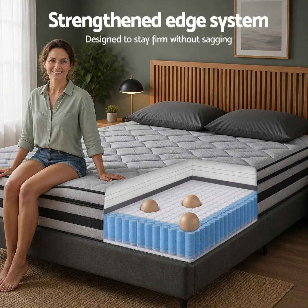 Queen Mattress 34cm Euro Top Hybrid Pocket Spring