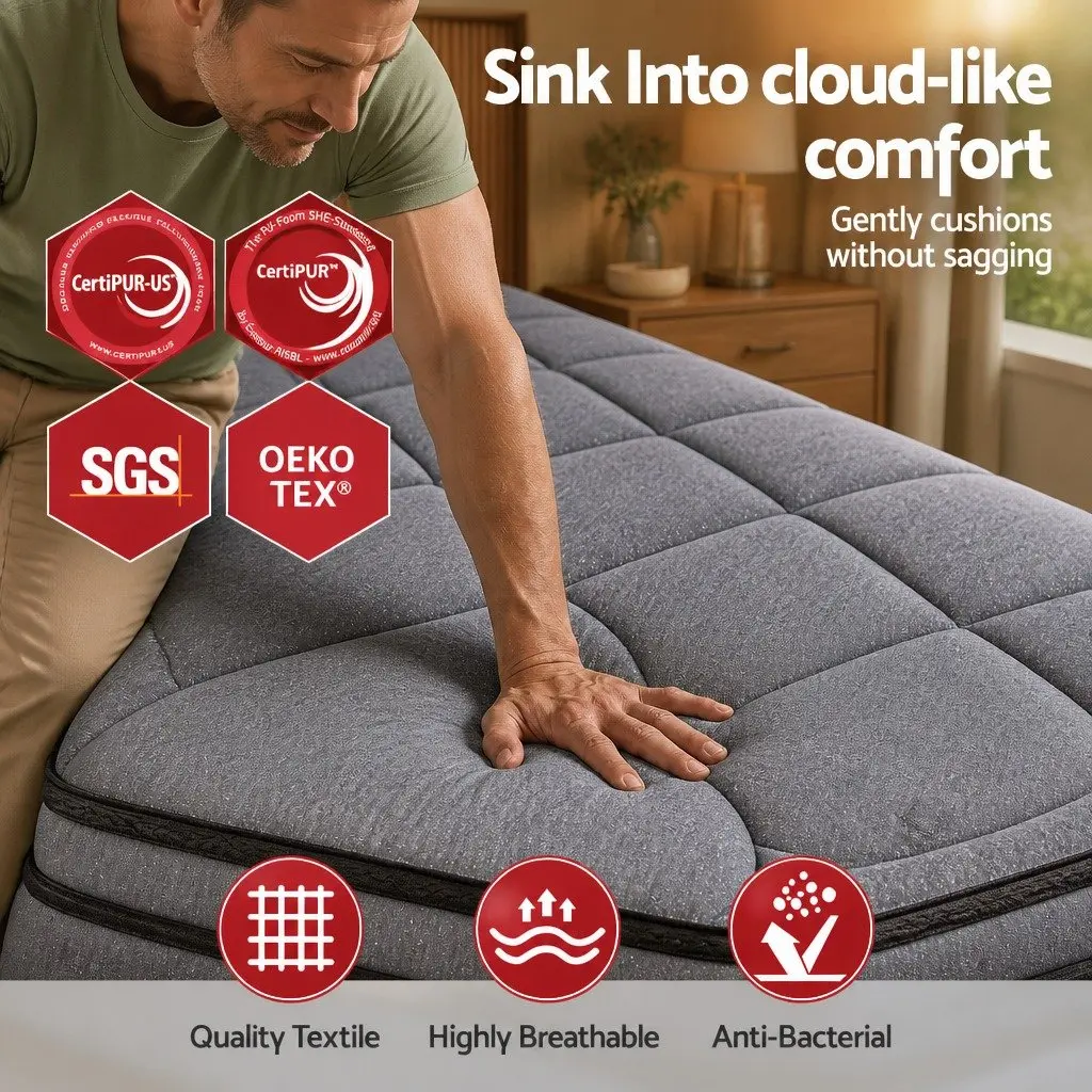 Queen Mattress 34cm Euro Top Hybrid Pocket Spring