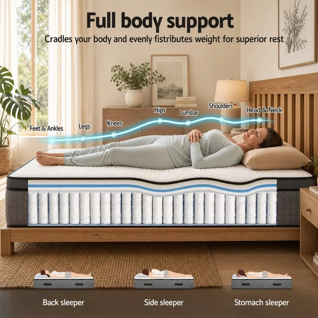 Double Mattress 37cm Adjustable Firmness Cooling Gel Memory Foam