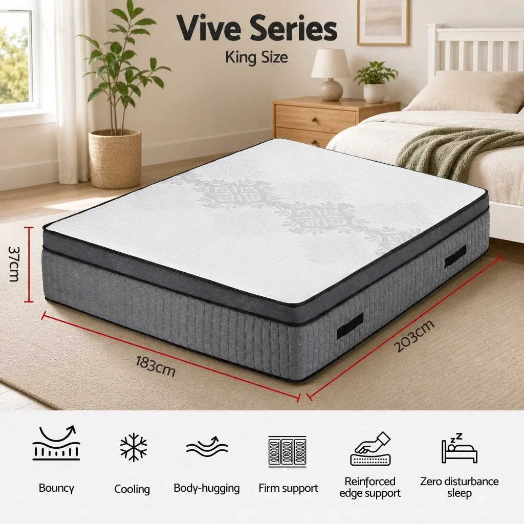King Size Mattress Dual-Zone Flippable 37cm Cooling Gel Memory Foam