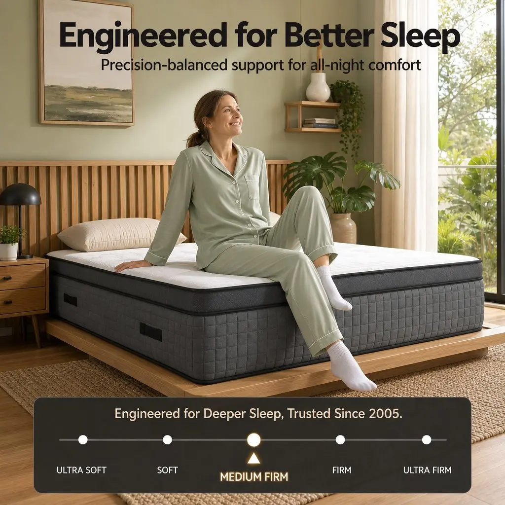 King Size Mattress Dual-Zone Flippable 37cm Cooling Gel Memory Foam