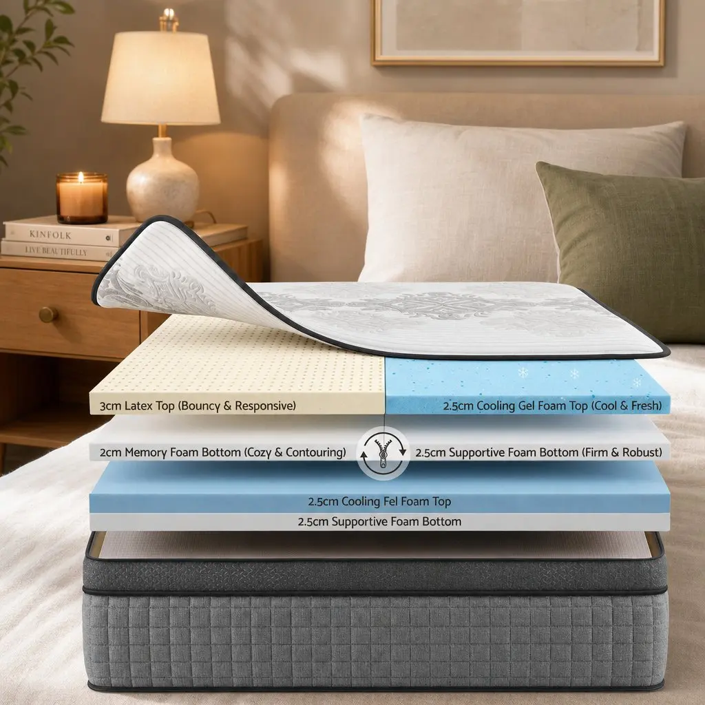 King Size Mattress Dual-Zone Flippable 37cm Cooling Gel Memory Foam