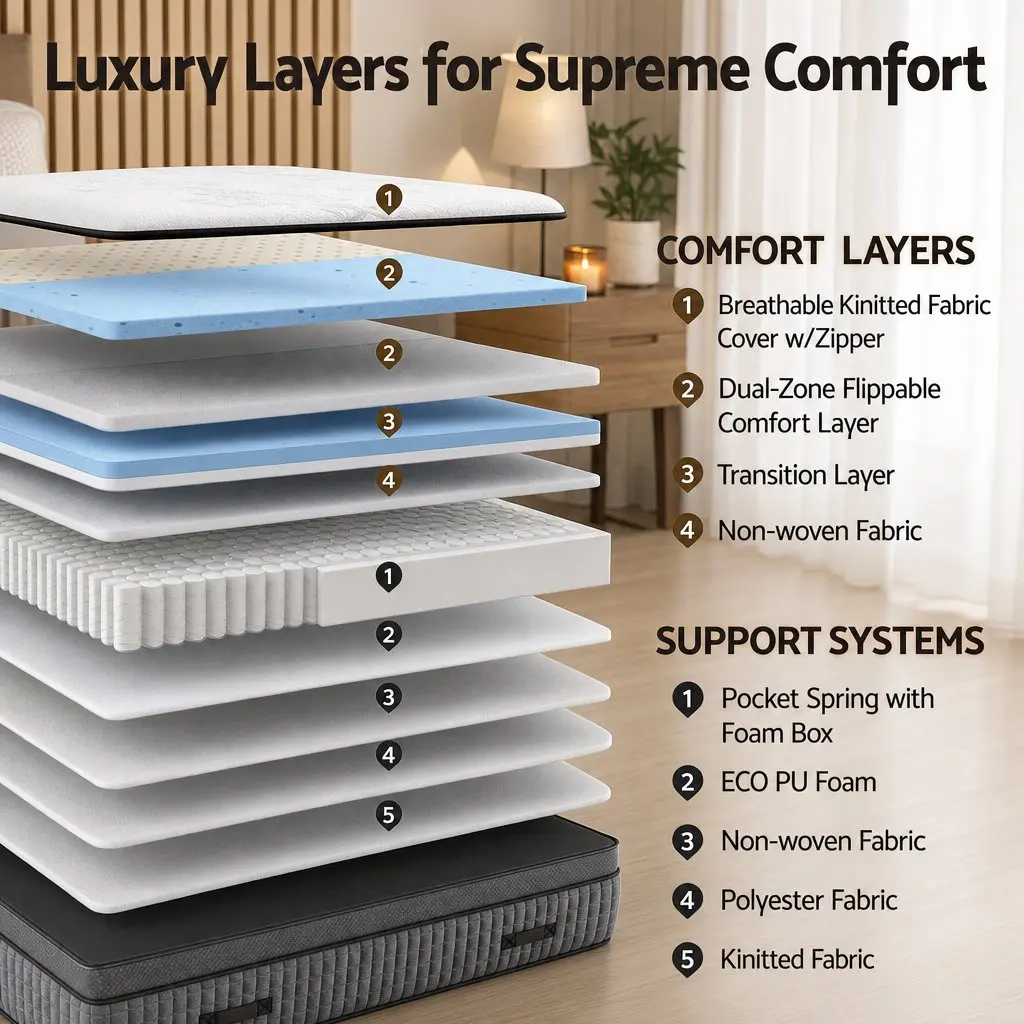 King Size Mattress Dual-Zone Flippable 37cm Cooling Gel Memory Foam