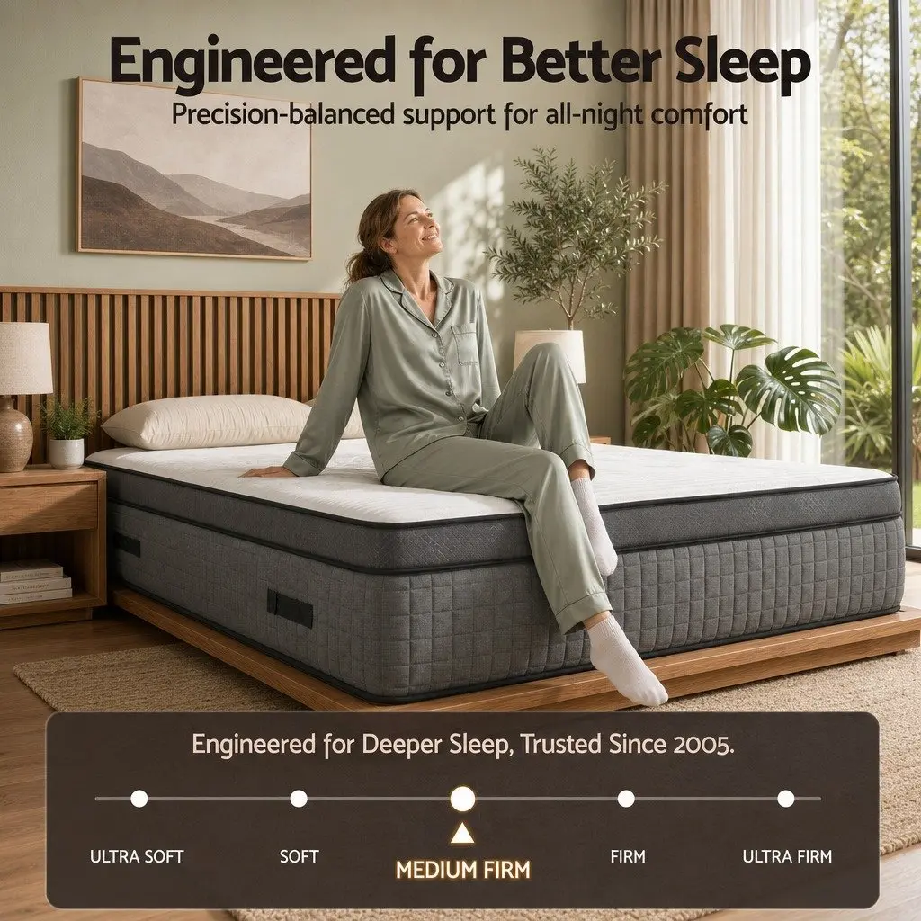 Queen Mattress Dual Zone Flippable 37cm Memory Foam