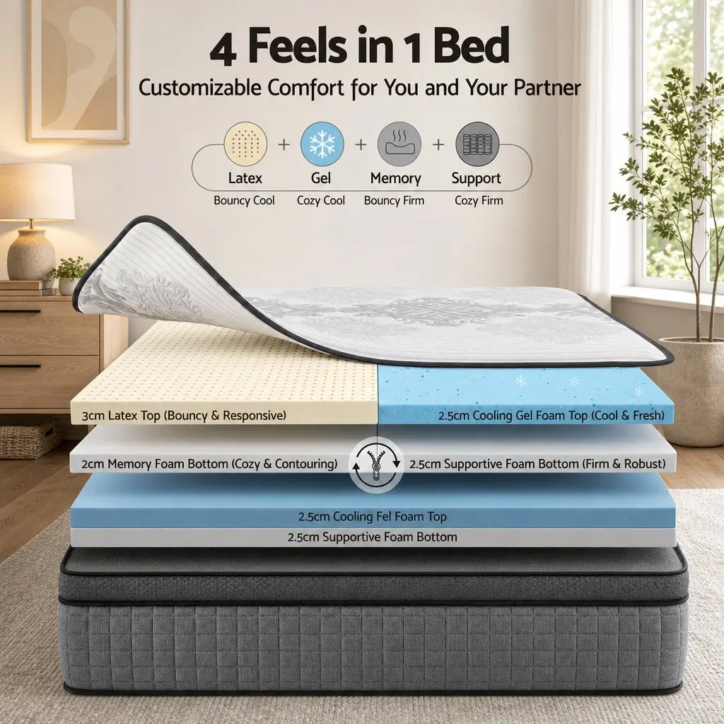 Queen Mattress Dual Zone Flippable 37cm Memory Foam