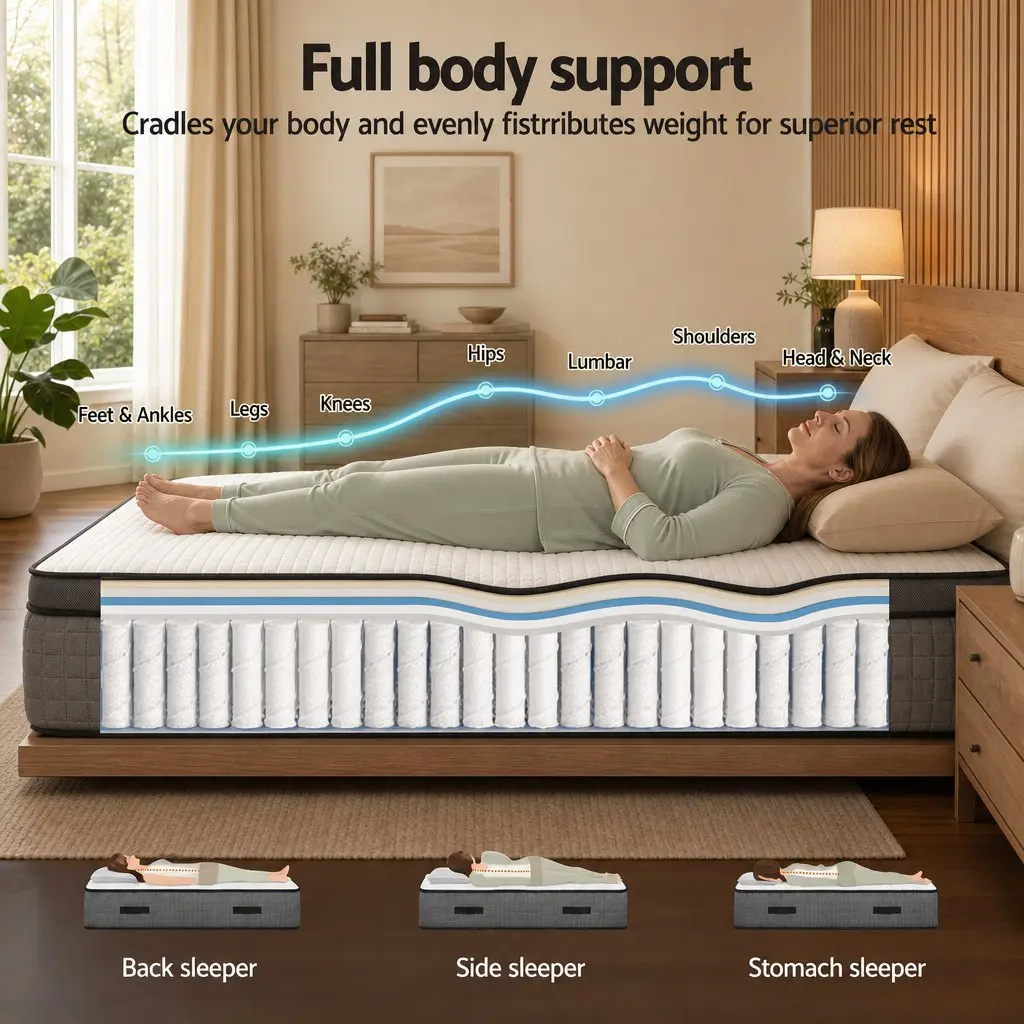 Queen Mattress Dual Zone Flippable 37cm Memory Foam