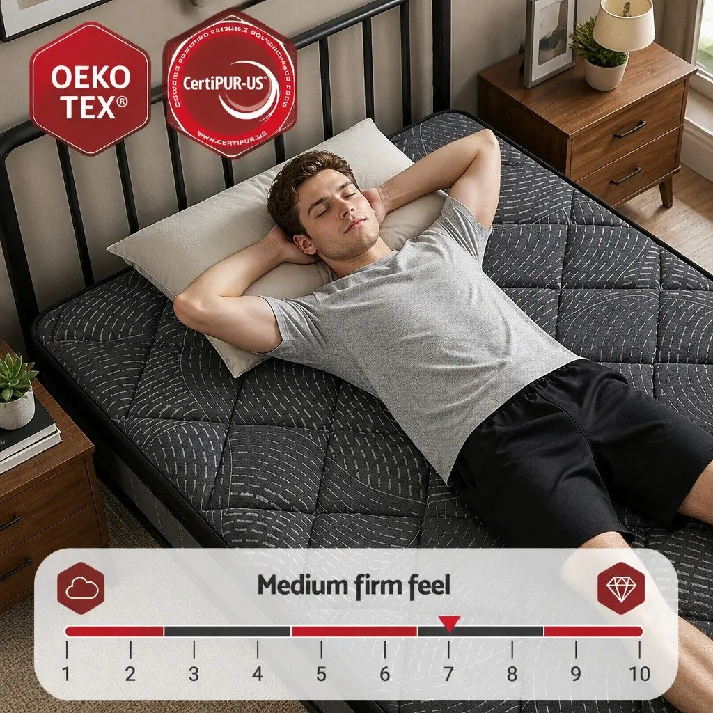 King Single Mattress 25cm Pocket Spring Latex Euro Top Medium Firm Supportive