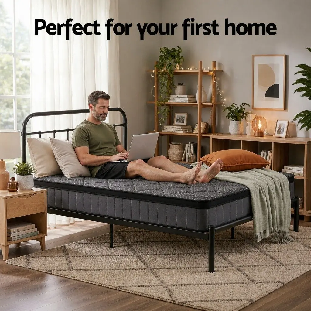 King Single Mattress 25cm Pocket Spring Latex Euro Top Medium Firm Supportive