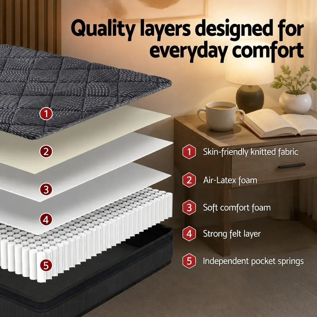 Double Mattress 25cm Pocket Spring Latex Support