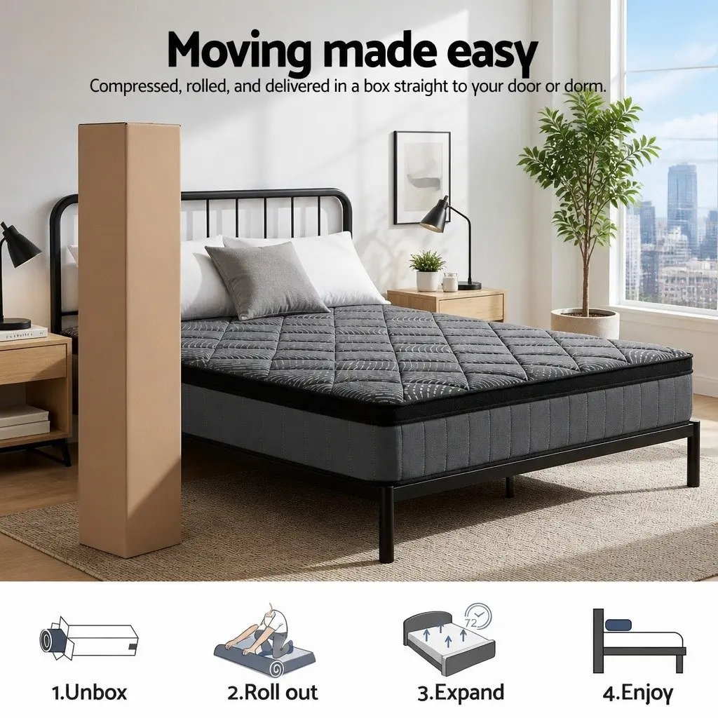 King Size Mattress Euro Top 25cm Pocket Spring Latex Medium Firm Support