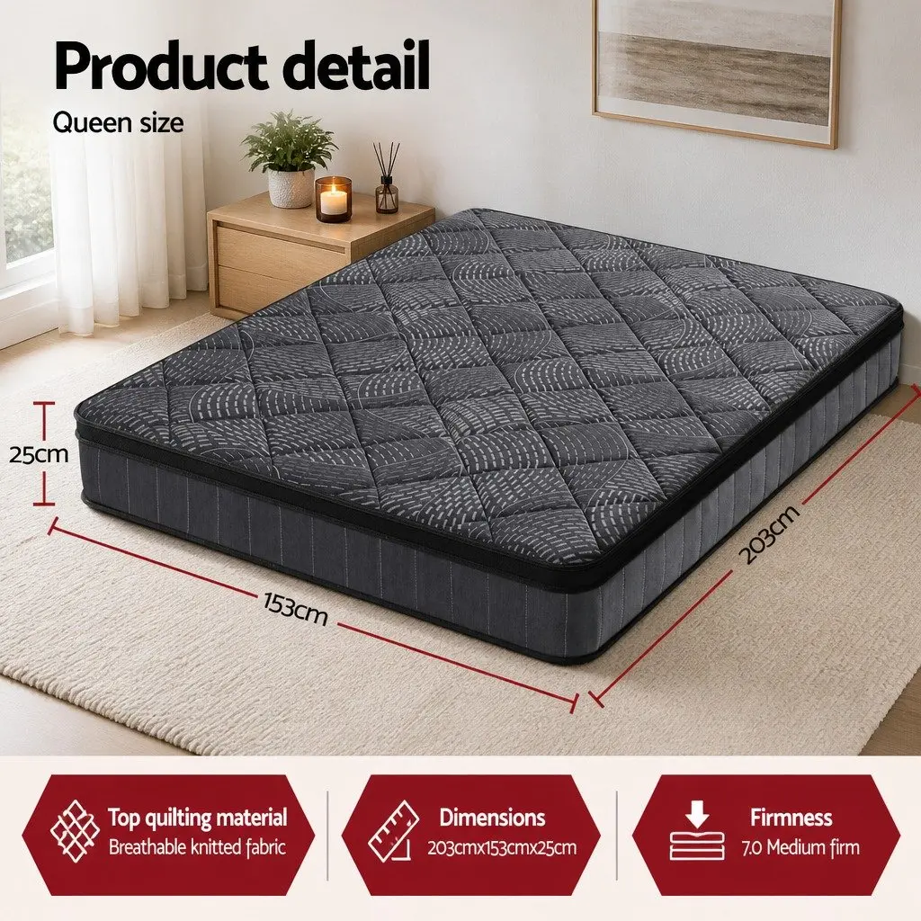 Queen Mattress 25cm Pocket Spring Latex Euro Top Comfort