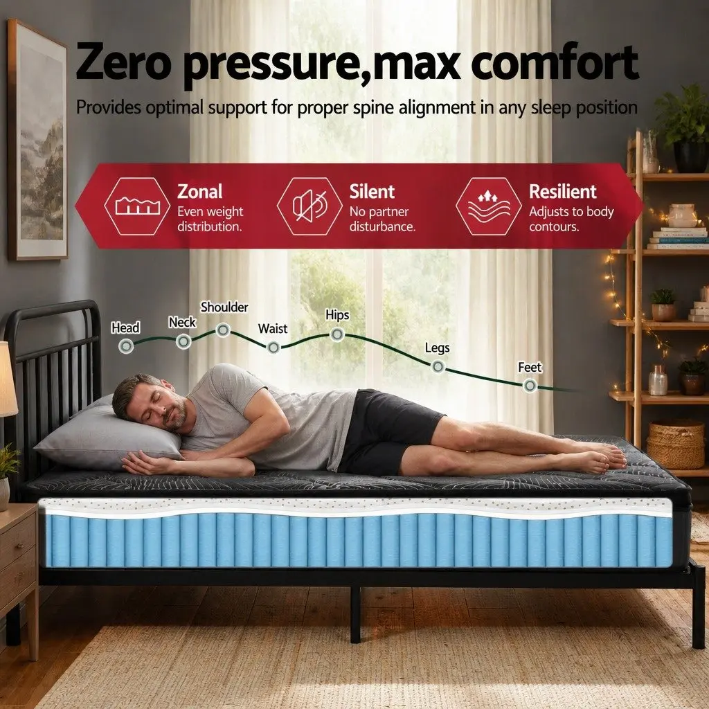 Queen Mattress 25cm Pocket Spring Latex Euro Top Comfort