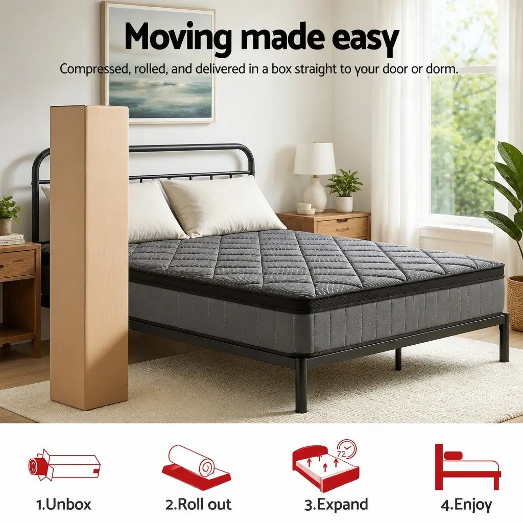 Queen Mattress 25cm Pocket Spring Latex Euro Top Comfort