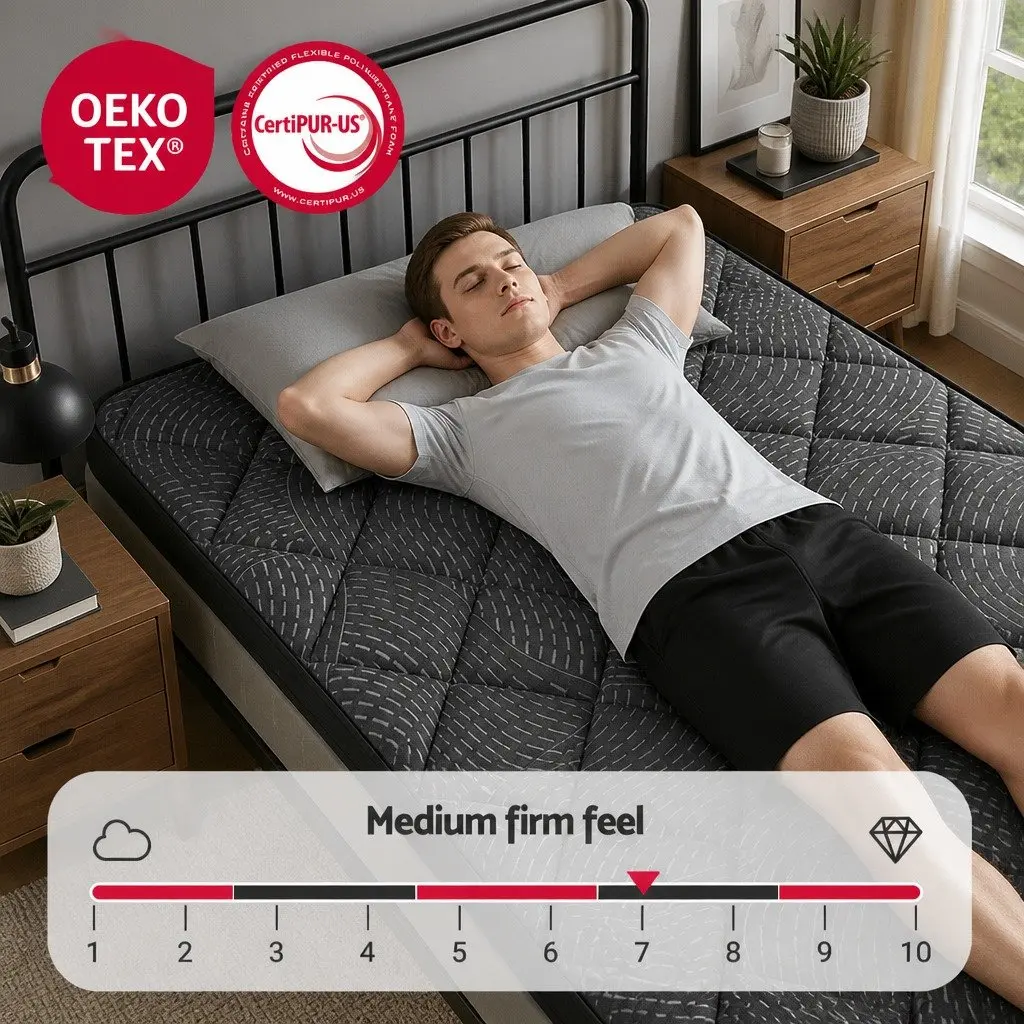 Single Mattress 25cm Pocket Spring Latex Euro Top Medium Firm Bed Hybrid Support