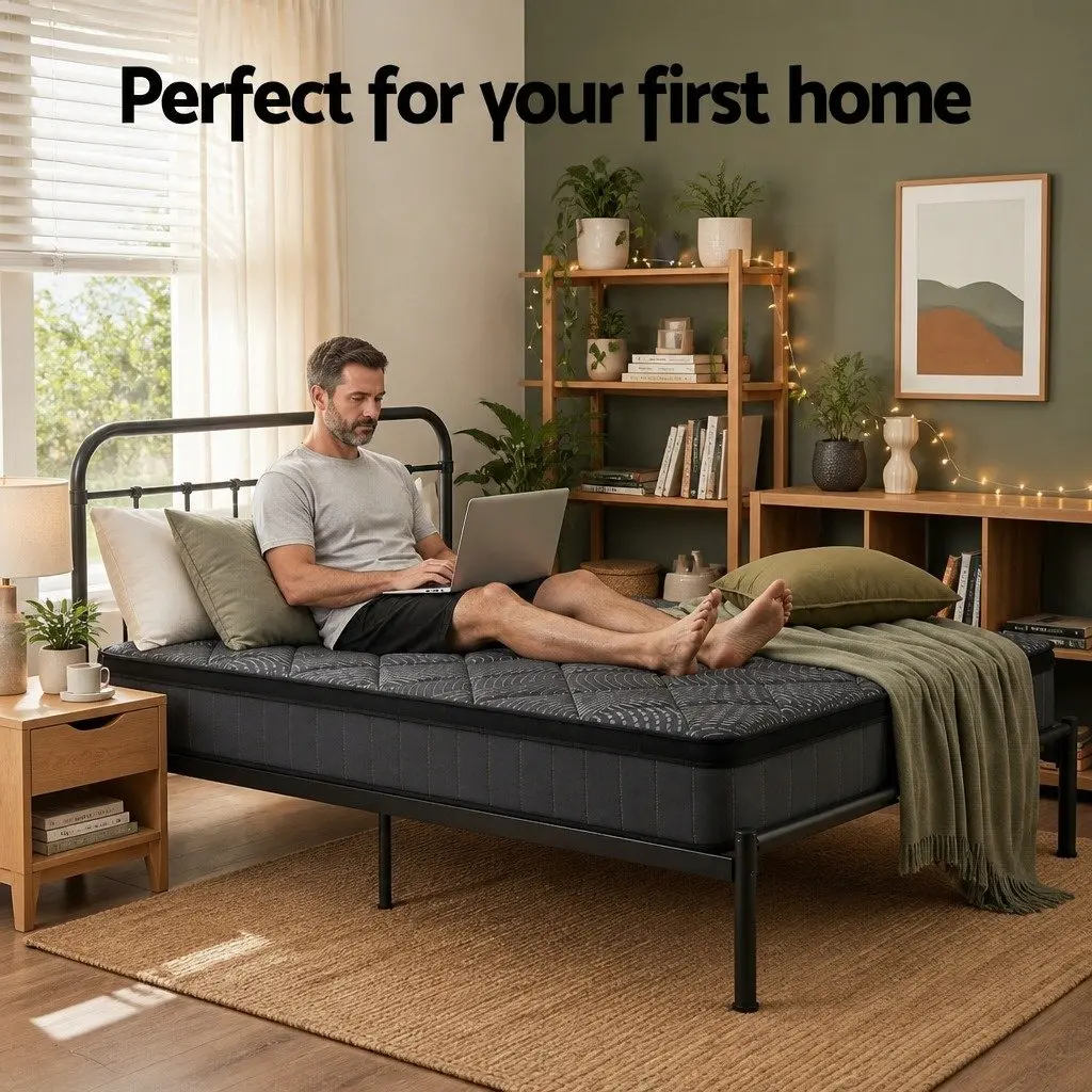Single Mattress 25cm Pocket Spring Latex Euro Top Medium Firm Bed Hybrid Support