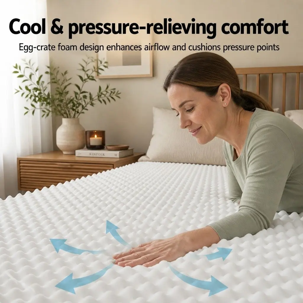 King Single Mattress Medium-Firm 20cm Egg-Crate Foam Pocket Spring Tight Top